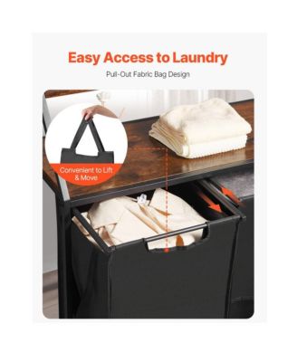 Laundry Sorter on Wheels with 2 Tiers, 3 Bags, and Hooks