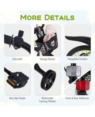 16 Inch Kids Bike Adjustable with Detachable Training Wheels for 4-8 Years Old