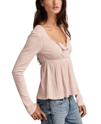 Women's Babydoll Henley Square Neck Top