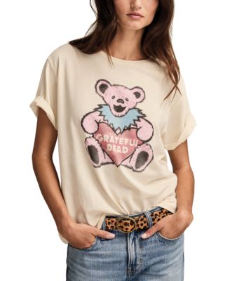 Women's Grateful Dead Valentine Bear Boyfriend Graphic T-Shirt