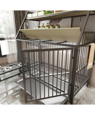 Large Pet Cage with Storage & Stainless-Steel Bowls