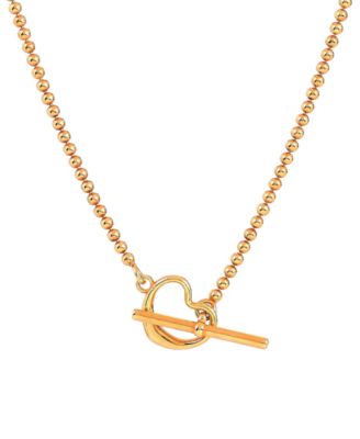 Primavera Gold Over Silver Heart Toggle Bead Necklace