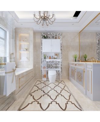 Toilet Storage Bathroom Space Saver with Doors Cabinet, Open Shelves