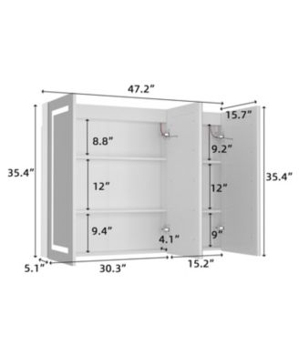 Bathroom Cabinet with LED Mirror, Anti-fog function