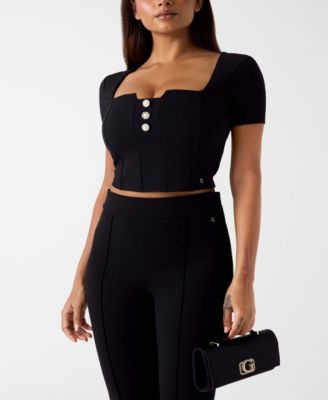 Women's Short-Sleeve Square Neck Evelina Top