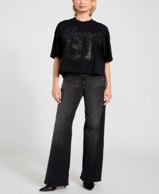 Women's Short-Sleeve 81 Rhinestone Oversize T-Shirt