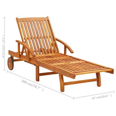 Table Acacia Wood Solid Sunlounger