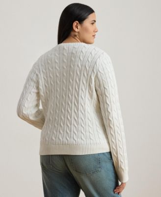 Plus Size Embroidered-Crest Long-Sleeve Sweater