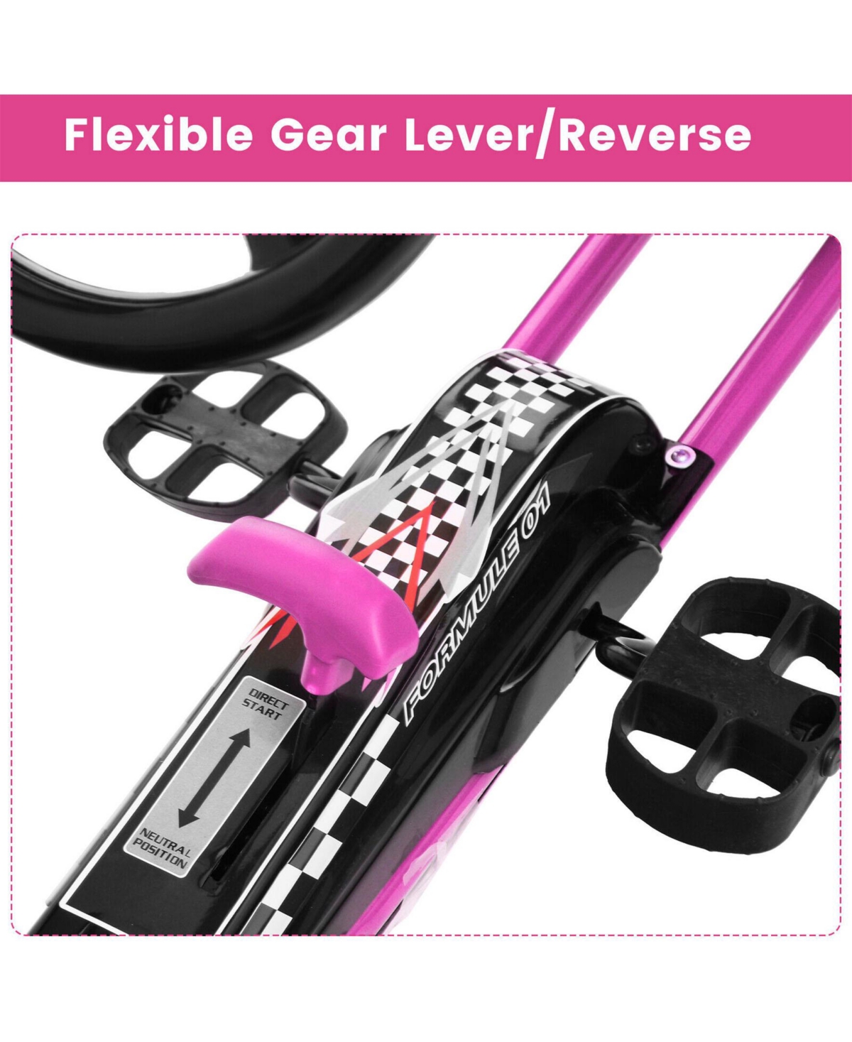 Sugift 4 Wheels Kids Ride On Pedal Powered Bike Go Kart Racer Car Outdoor Play Toy-Pink