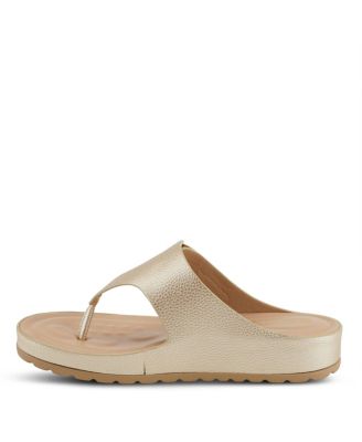 Women's ROZETA Toe Thong Sandals with Gold Buckle and Comfort Footbed