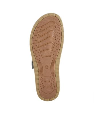 Rozeta Women's Leather Toe Thong Slide Sandal with Buckle