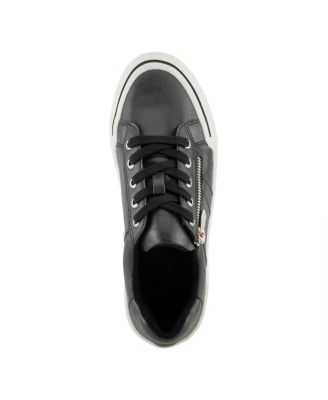 Women's DARAH Lace-Up Sneakers with Side Zipper and Metallic Accents