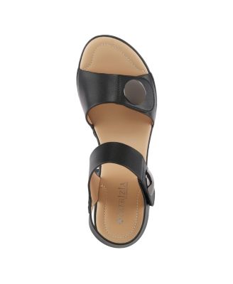 Women's DADE Metallic Button Platform Sandals with Adjustable Straps