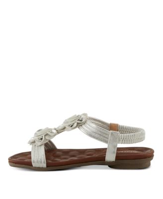 Women s Nectarine Floral T-Strap Sandal with Elastic Back and Quilted Footbed