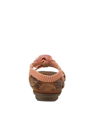 Women s Nectarine Floral T-Strap Sandal with Elastic Back and Quilted Footbed