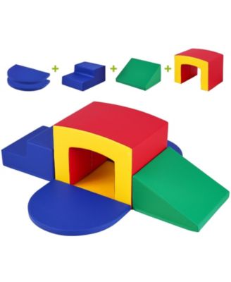 5-Piece Foam Toddler Climbing Playset with Ramp, Tunnel and Easy-Clean Design