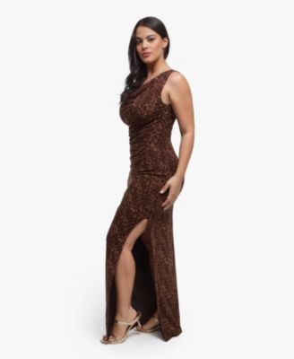 Women's Shapewear Solid Cowl Neck Ruched Sculpting Maxi Dress