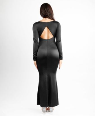 Women's Shapewear Shine Long Sleeve Cut-Out Hourglass Maxi Dress