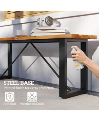 Outdoor Bench, 47" Backless Acacia Wood Garden Bench Seat,