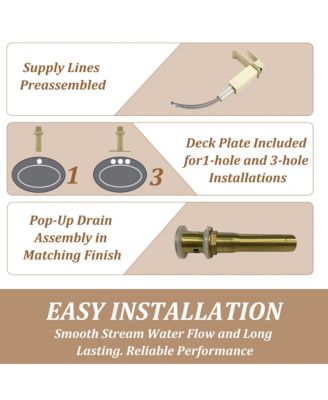 Single-Handle Waterfall Bathroom Sink Faucet in Lead-Free 304 Stainless Steel with Hot/Cold Water Function