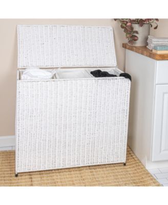 3 Compartment Wicker Laundry Sorter