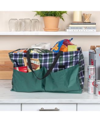 Plaid Krush Container All-Purpose Utility Tote with Green Pockets