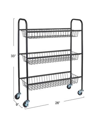 3-Tier Slim Storage Cart, Black