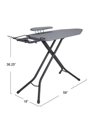 Wide Mega Ironing Board 4-Leg, Matte Black Frame, Grey Cover
