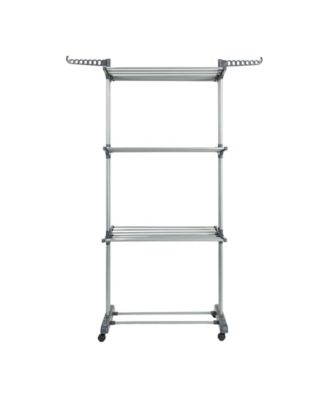 4 Tier Stainless Steel Laundry Drying Rack with Two Side Wings, Grey