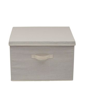 Wide Storage Box With Lid Box, 15”x18.5”x12”, Natural