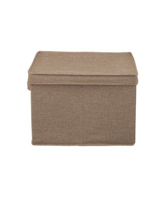 Square Storage Box With Lid, 15”x15”x10”, Latte