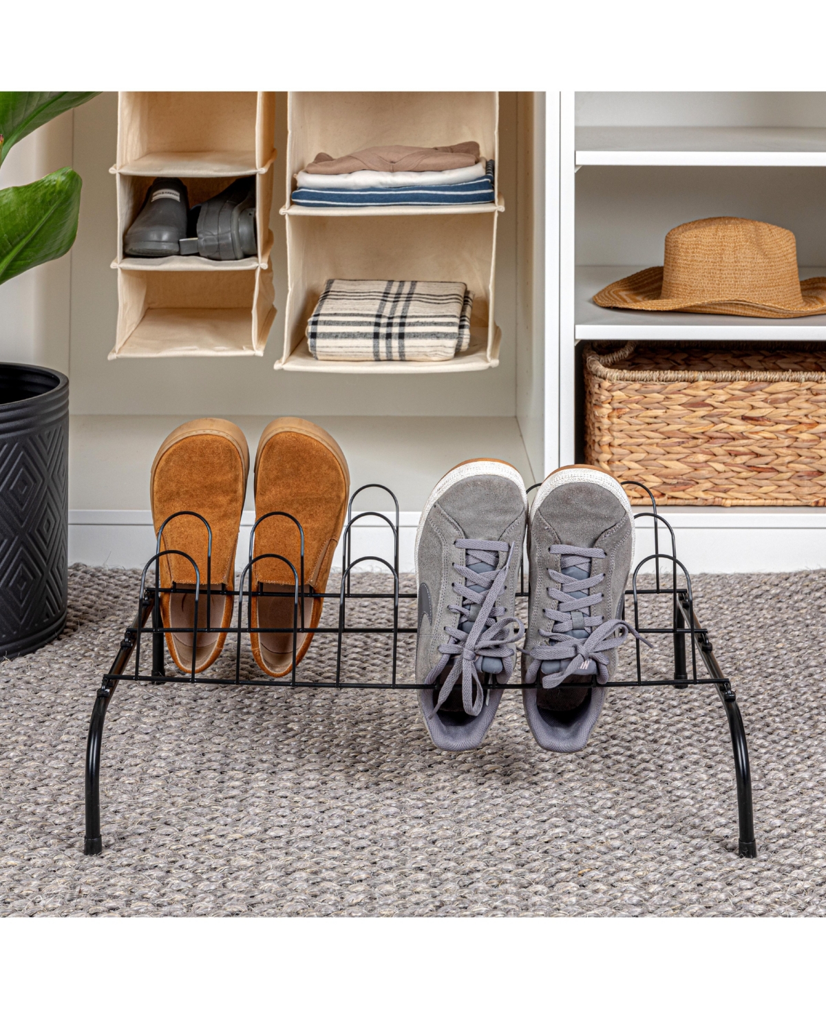 Household Essentials9-Pair Metal Wire Shoe Rack, Black