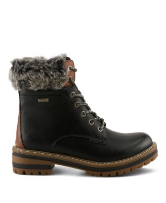 Canario Women's Faux Leather , Water-Resistant Ankle Boot With Zipper Closure and Faux Fur Lining