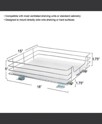 Glidez Steel Pull-Out Storage Organizer, 1-Tier Design, Brushed Silver