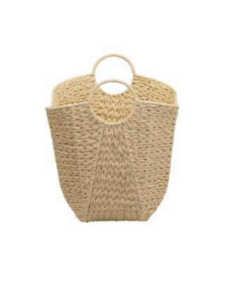 Household Essentials Paper Rope Basket with Handles, Cream
