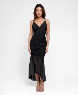 Women's Shapewear Cooling Ruched Mesh Bodycon Maxi Dress