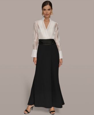 Donna Karan New York - Women's V-Neck Long-Sleeve Maxi Dress