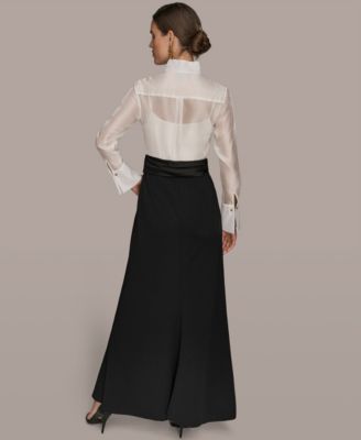 Women's V-Neck Long-Sleeve Ball Gown