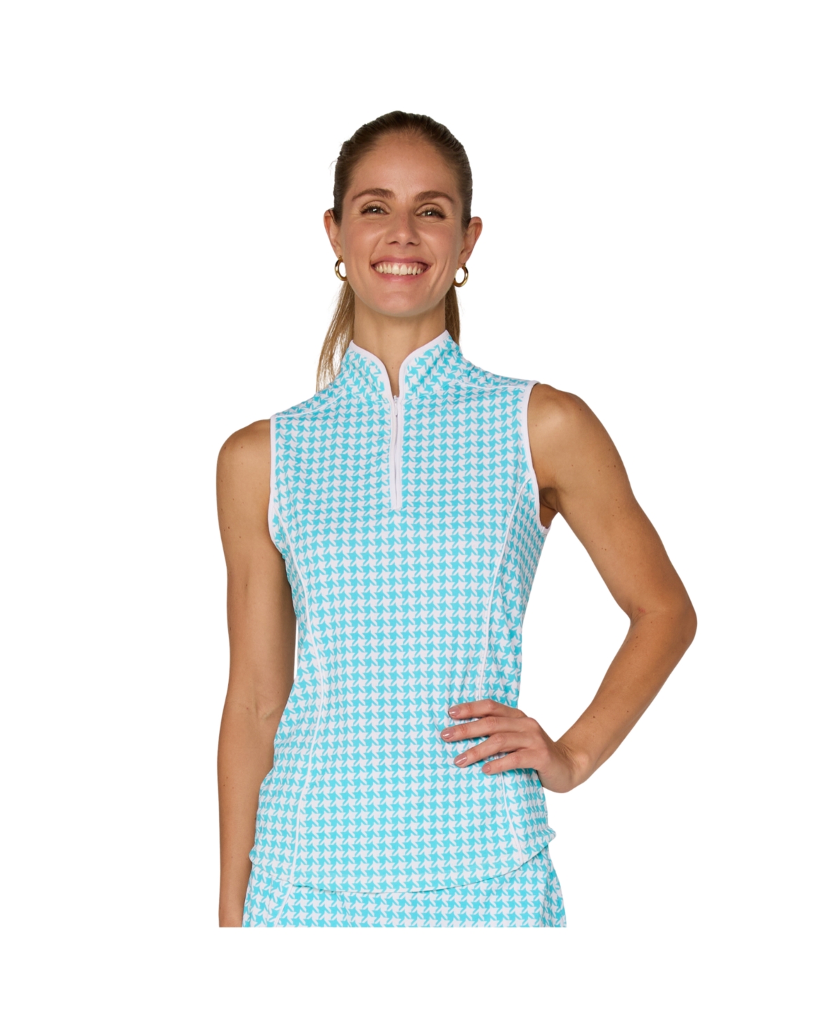 G Lifestyle Clothing Women's Sleeveless Piping Mock Neck Top.