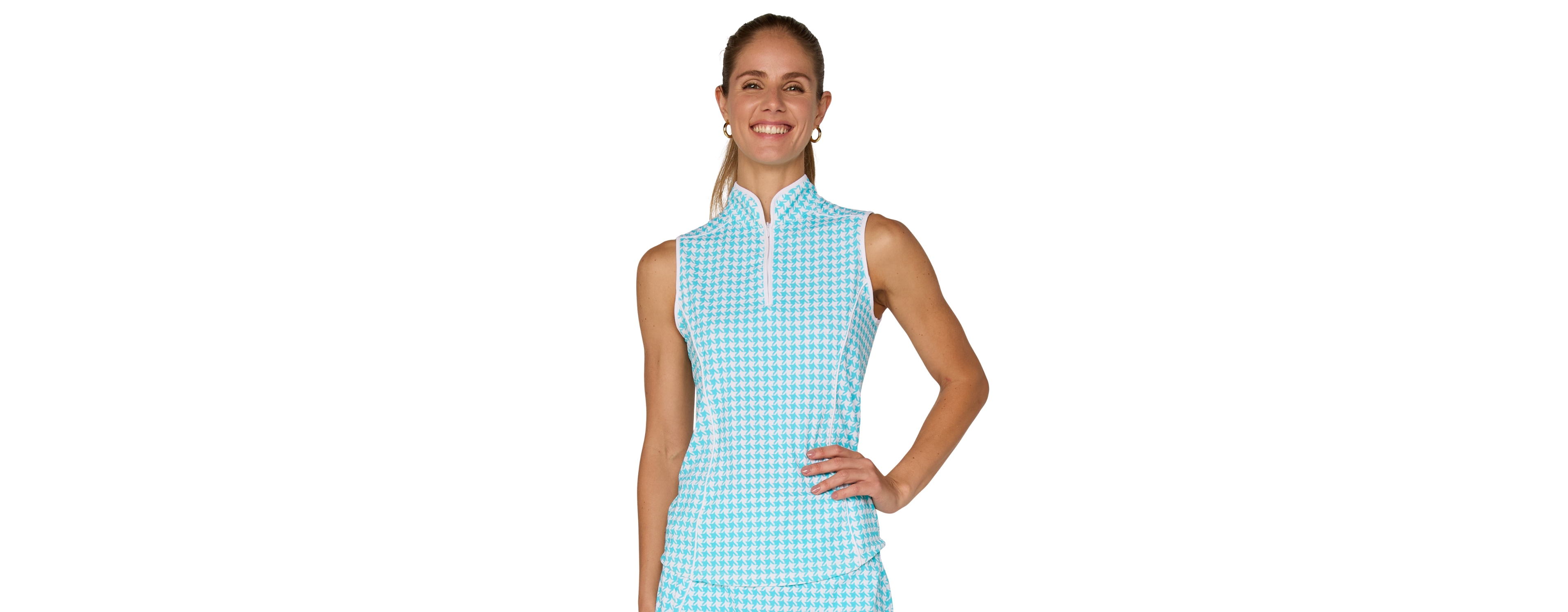 G Lifestyle Clothing Women's Sleeveless Piping Mock Neck Top.