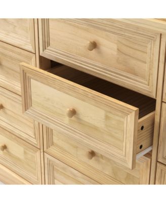 Solid Wood Changing Table with 12 Drawers and Guardrails, Chest of Drawers