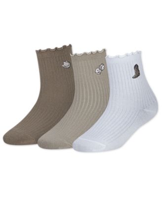 Girls' Half-Crew Lettuce Socks, 3-Pack Set