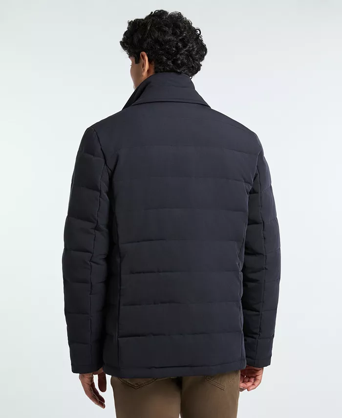 Men's Solid Quilted Puffer Blazer Jacket - thumbnail 4