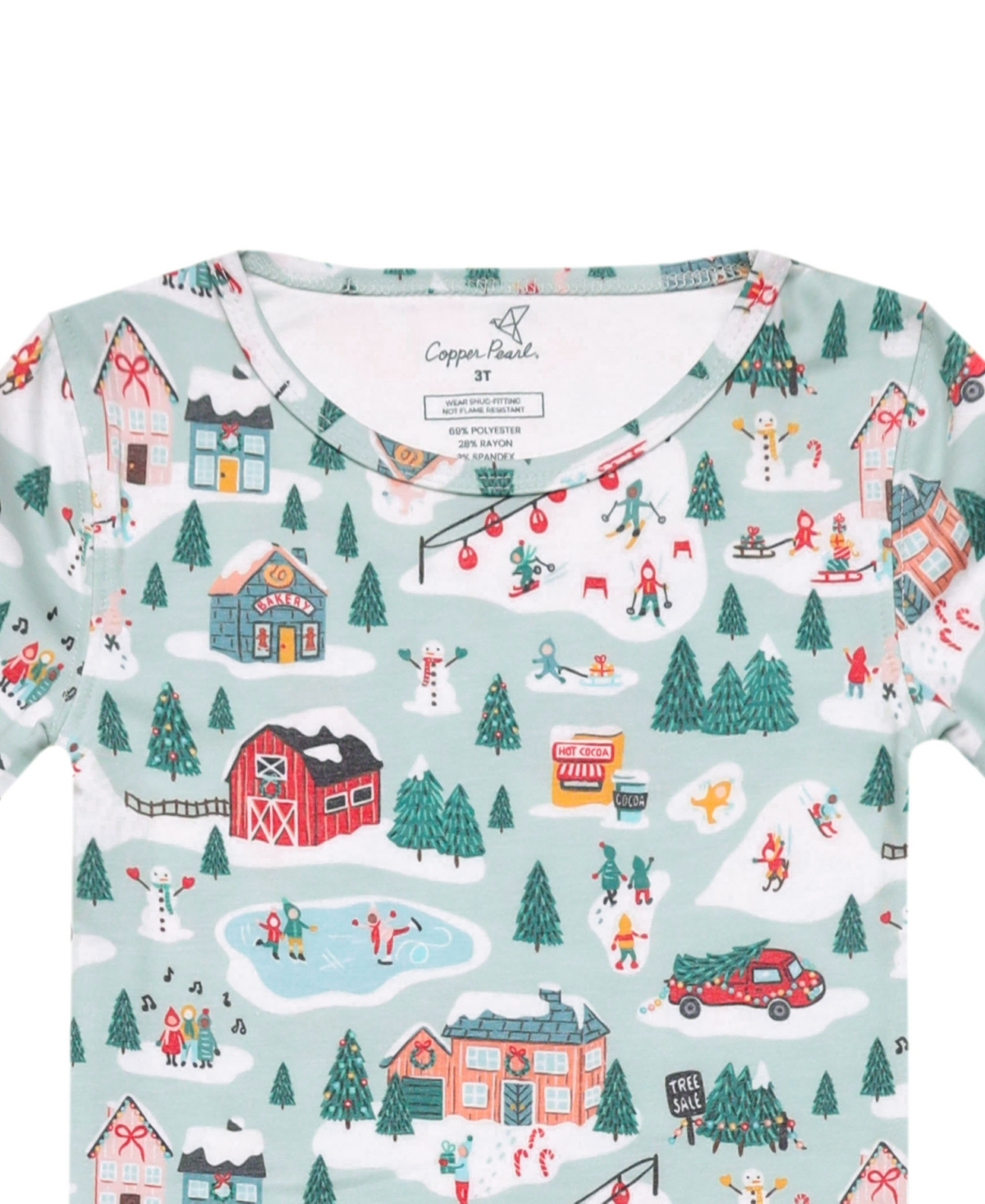 Copper Pearl Baby Boys' and Girls' Snowy Slopes Printed Long-Sleeve Top Pants, 2-Piece Pajama Set