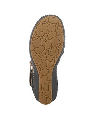 Women s GENNINA Embroidered Laser-Cut Peep-Toe Wedge with Adjustable Strap