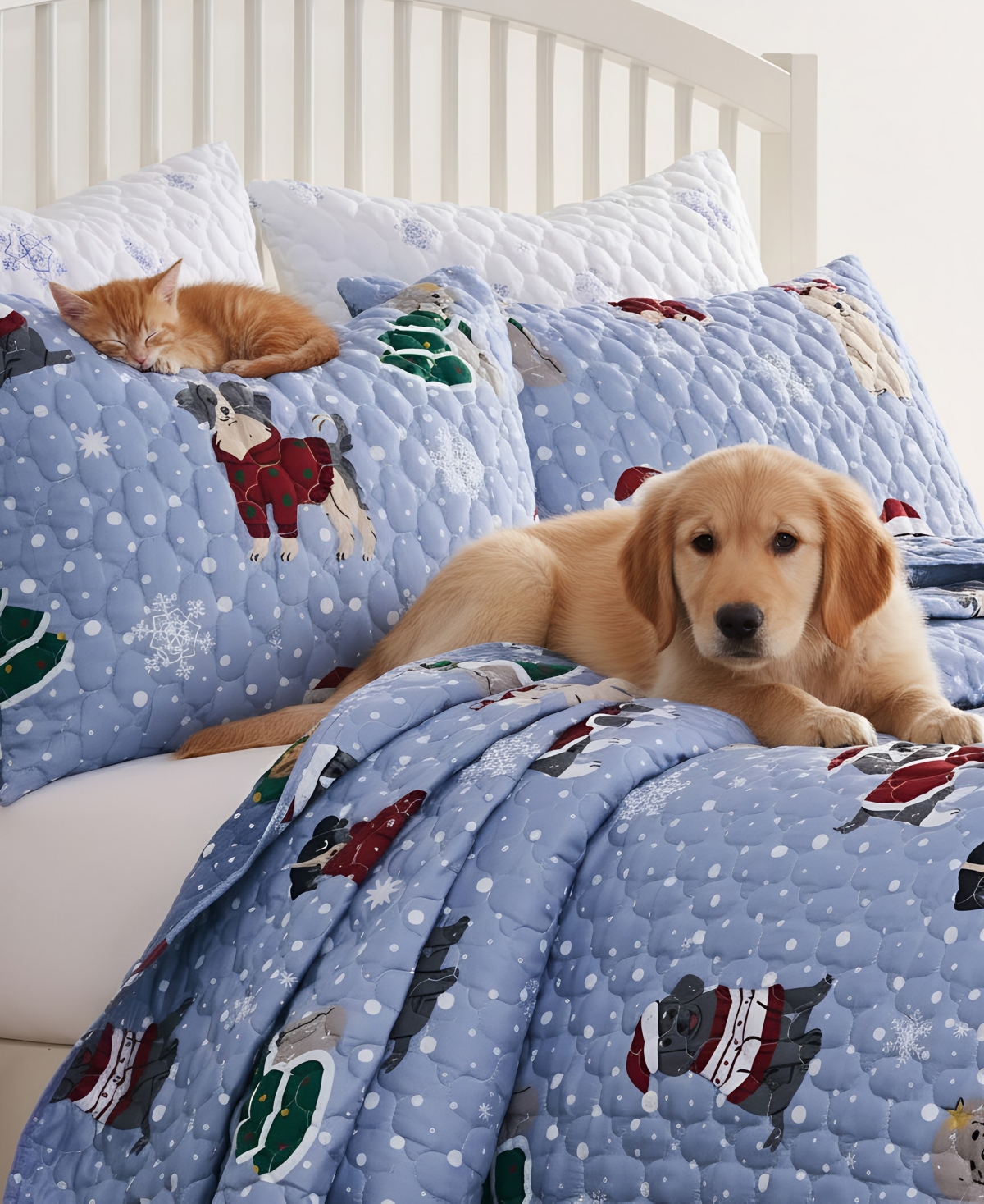 Greenland Home Fashions Winter Whiskers Holiday 3-Pc. Quilt Set, King