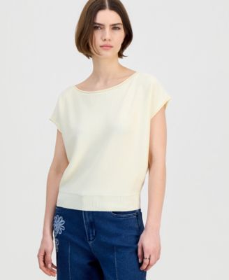 Juniors' Boat-Neck Cap-Sleeve Sweater