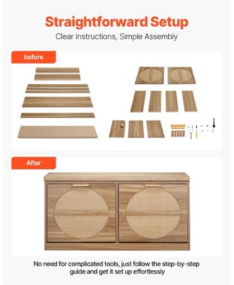 Entryway Shoe Bench with Flip Drawer and Rattan-Style Rack