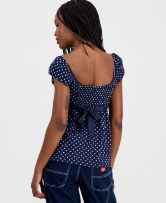 Juniors' Ribbon-Trim Babydoll Top