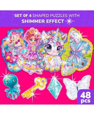 Shimmer Puzzles for Kids –  4-Pack Dragon, Rocket, Firetruck & Dinosaur Children's Game